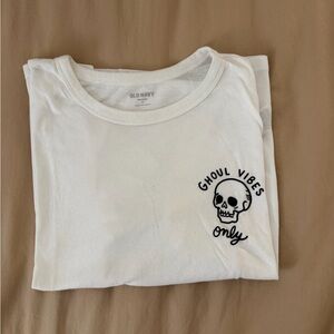 Old Navy White Tee with Skull Graphic